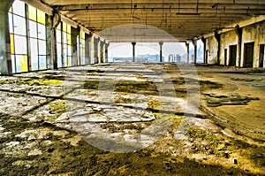 Abandoned industrial building interior