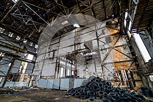 Abandoned industrial building. Ruins of an old factory