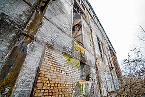 Abandoned industrial building. Ruins of an old factory