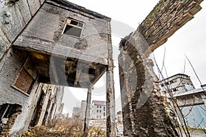 Abandoned industrial building. Ruins of an old factory