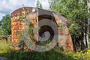 Abandoned industrial buildings in the Leningrad region, Russia.