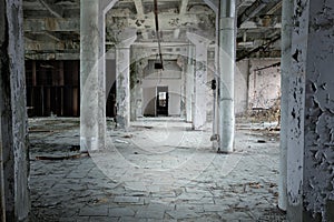 Abandoned Industrial hall in factory at Chernobyl