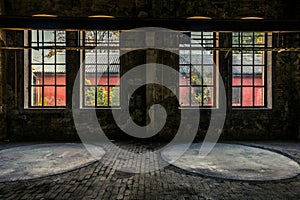 Abandoned industrial interior with bright light