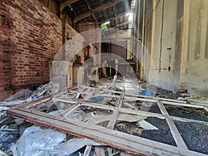 Abandoned industrial interior with bright light in Thailand