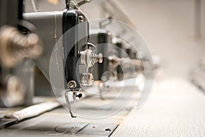 Abandoned industrial textile machines in a row