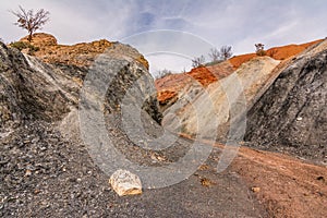 Abandoned iron and ampelite mines in Madriguera on the routes of the red and black towns in the province of Segovia. Municipal photo