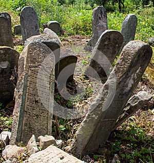 Abandoned Jewish cemetery in the Carpathians