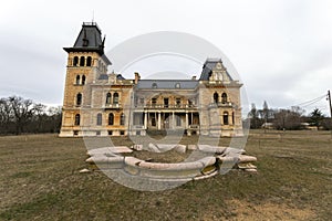 The abandoned Kegl castle in Csalapuszta, Hungary on a winter day