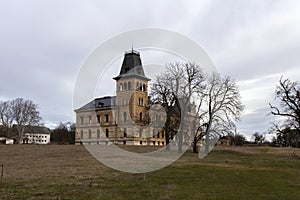 The abandoned Kegl castle in Csalapuszta, Hungary on a winter day