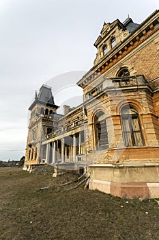 The abandoned Kegl castle in Csalapuszta, Hungary on a winter day