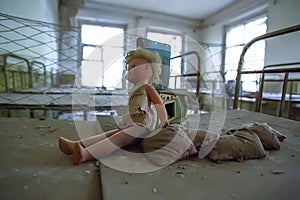 Abandoned kindergarden of ghost town Pripyat Chornobyl Zone photo
