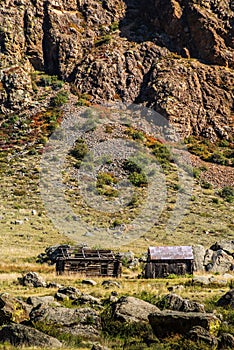 Abandoned livestock farm in the mountains