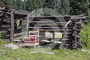 Abandoned Log Cabin, Old Chairs