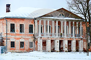 Abandoned manor house of Chaletsky and Voynich-Senkozheskiy in village of Khalch of Gomel region, Belarus