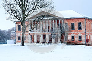 Abandoned manor house of Chaletsky and Voynich-Senkozheskiy in village of Khalch of Gomel region, Belarus