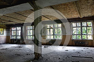 Abandoned manor house interior of dining room