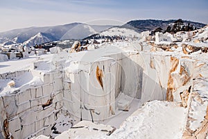 Abandoned Marble Quarry in winter Irkutsk with view of lake Baikal Siberia Russia