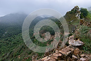 Abandoned medieval town Gamsutl in Dagestan