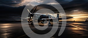 Abandoned military airplane in hangar