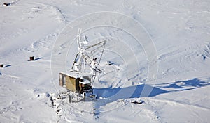 Abandoned military antenna, aerial view