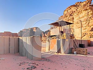 Abandoned Military base camp in desert