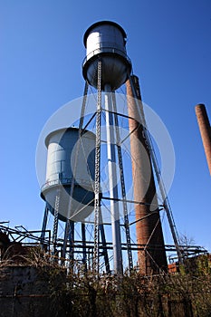 Abandoned mill water towers