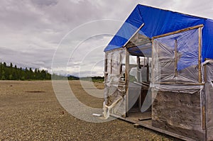 Abandoned mine drill core shed
