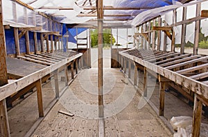 Abandoned mine drill core shed