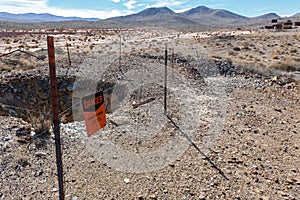 An abandoned mine shaft in the Nevada Desert, USA - November 17, 2017