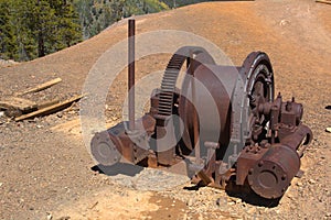 Abandoned mine winch left at the mine