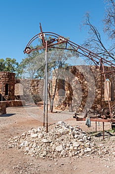 Abandoned mining equipment at Amigo\'s Castle in Lightning Ridge, Australia