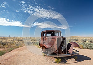 Abandoned Model T on Route 66 in the Painted Desert National Park in Arizona USA