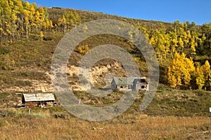 Abandoned Montana ranch buildings in a remote location