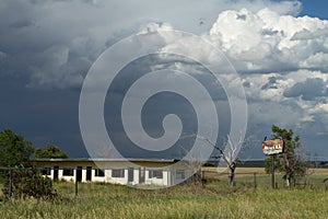 Abandoned Motel Scene with Storm