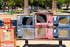 Abandoned newspaper vending machines