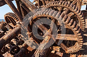 Abandoned old boat sprockets. very old