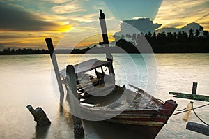 Abandoned old boat wrecks in Bachok, Kelantan photo