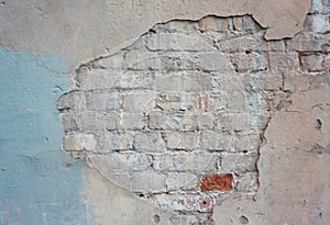 Abandoned old brick wall of the building