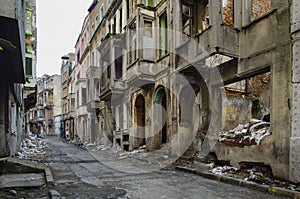 Abandoned old buildings and streets in Istanbul