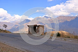 Abandoned old bus stop in Uzbekistan, Central Asia