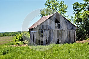 Abandoned old dilapidated wooden house in rural upstate Franklin County, New York, United States