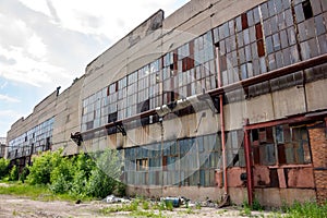 The abandoned old factory building outside