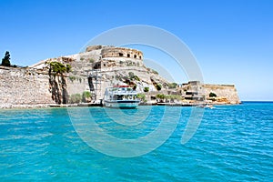 Abandoned old fortress and former leper colony, island Spinalonga, Crete, Greece