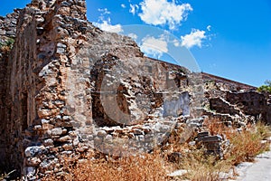 Abandoned old fortress and former leper colony, island Spinalonga, Crete, Greece