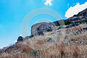 Abandoned old fortress and former leper colony, island Spinalonga, Crete, Greece