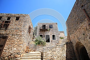 Abandoned old fortress and former leper colony, island Spinalonga, Crete, Greece