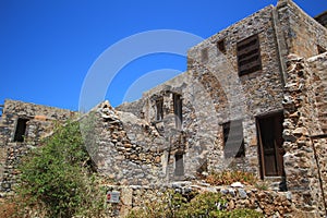 Abandoned old fortress and former leper colony, island Spinalonga, Crete, Greece