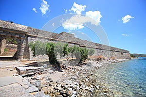 Abandoned old fortress and former leper colony, island Spinalonga, Crete, Greece