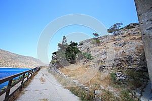 Abandoned old fortress and former leper colony, island Spinalonga, Crete, Greece