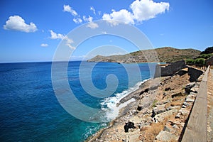 Abandoned old fortress and former leper colony, island Spinalonga, Crete, Greece